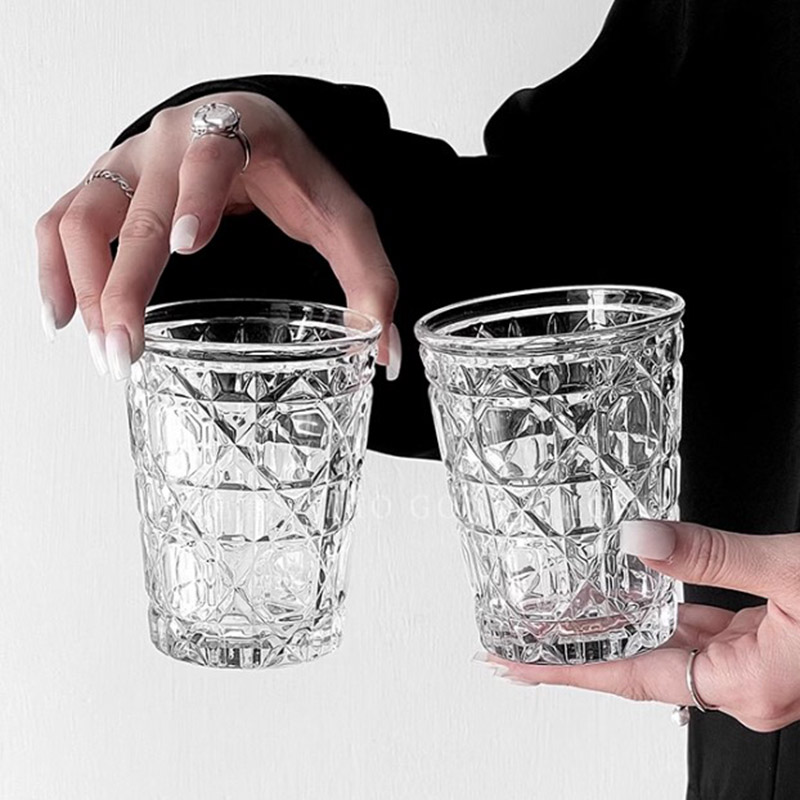 Wine Beer Coffee - 2pcs 310ml Vintage Diamond Patterned Western