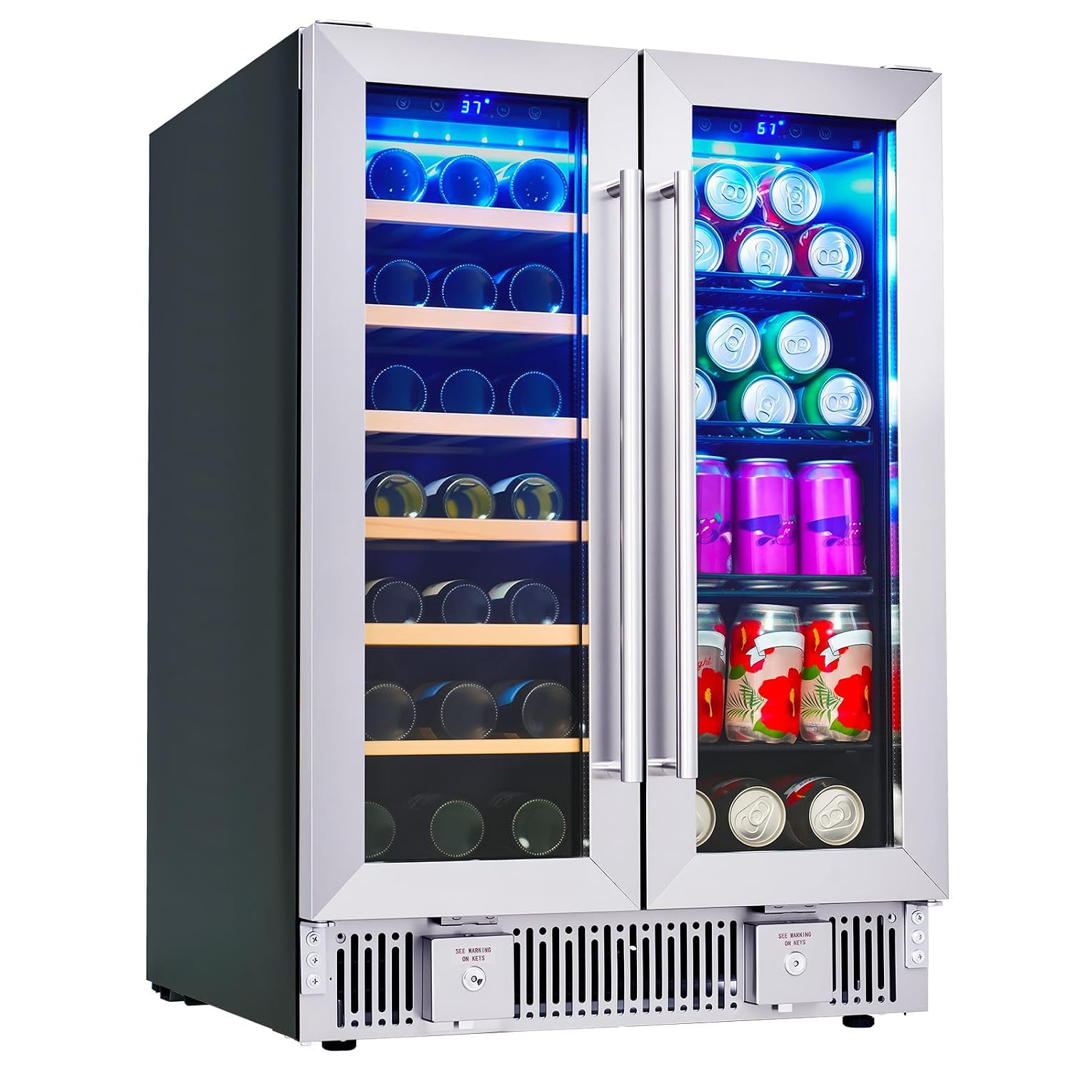 Wine Beer Fridge Dual Zone - Beverage Refrigerator, 24-Inch Dual Zone Wine