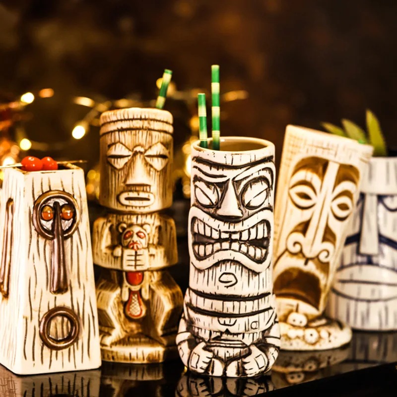 Wine Beer Cocktail - Creative Ceramic Mug Shaman Totem Face