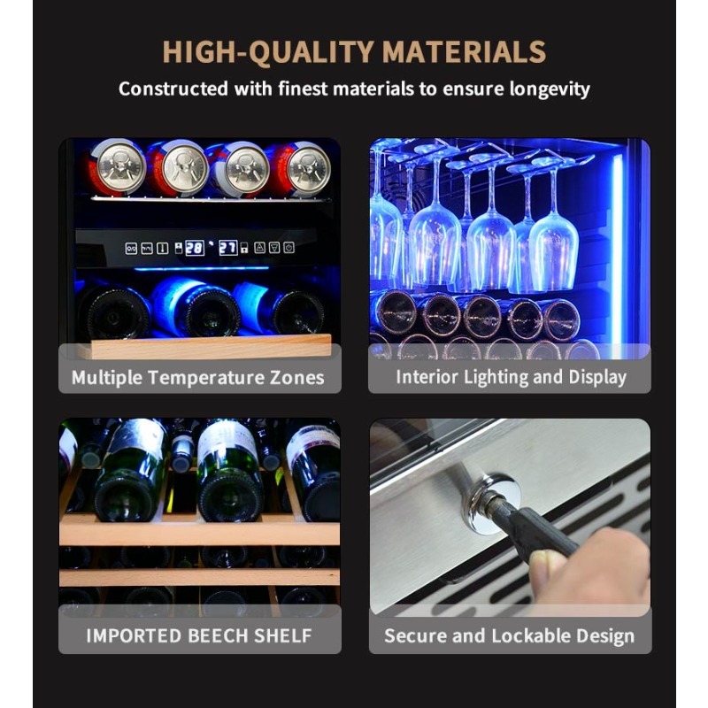 Airo 120V 66 Bottles Wine and  - đánh giá và giá Wine Beer Fridge Dual Zone