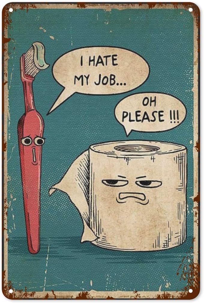 Vintage Metal Tin Sign I Hate  - đánh giá và giá Wine Tag Label